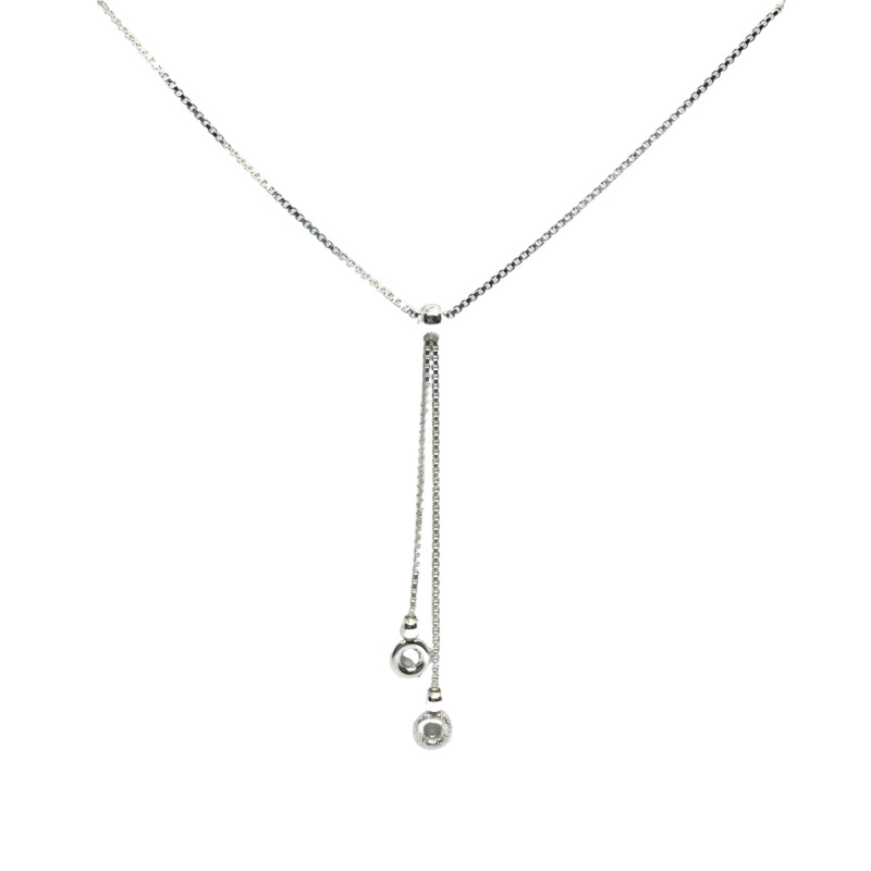 CADENA DE PLATA TIPO VENECIANA CON ESFERAS , LARGO 45+5 CM L8ds-049-n-x2