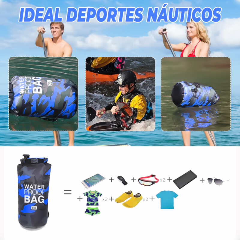 Bolsa Estanco Camuflado de 10 Litros Azul