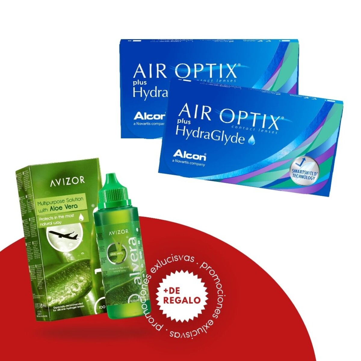 Air Optix Plus - PROMO 2 cajas + 1 Alvera 100ml 