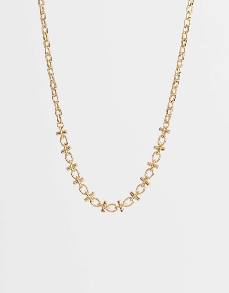 Collares Cortos Metal Collar Corto Bañado En Oro - Dorado