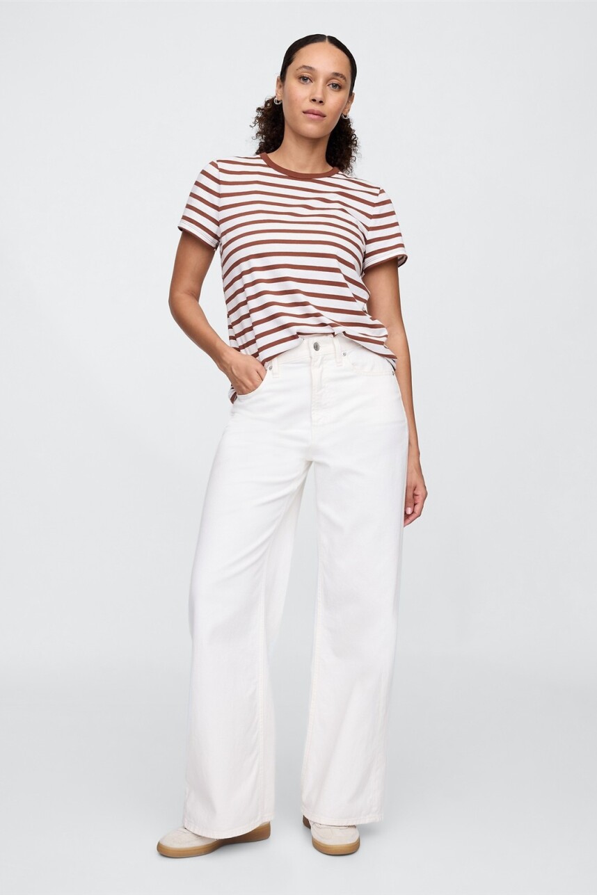 Remera A Rayas Cuello Redondo Mujer Root Brown