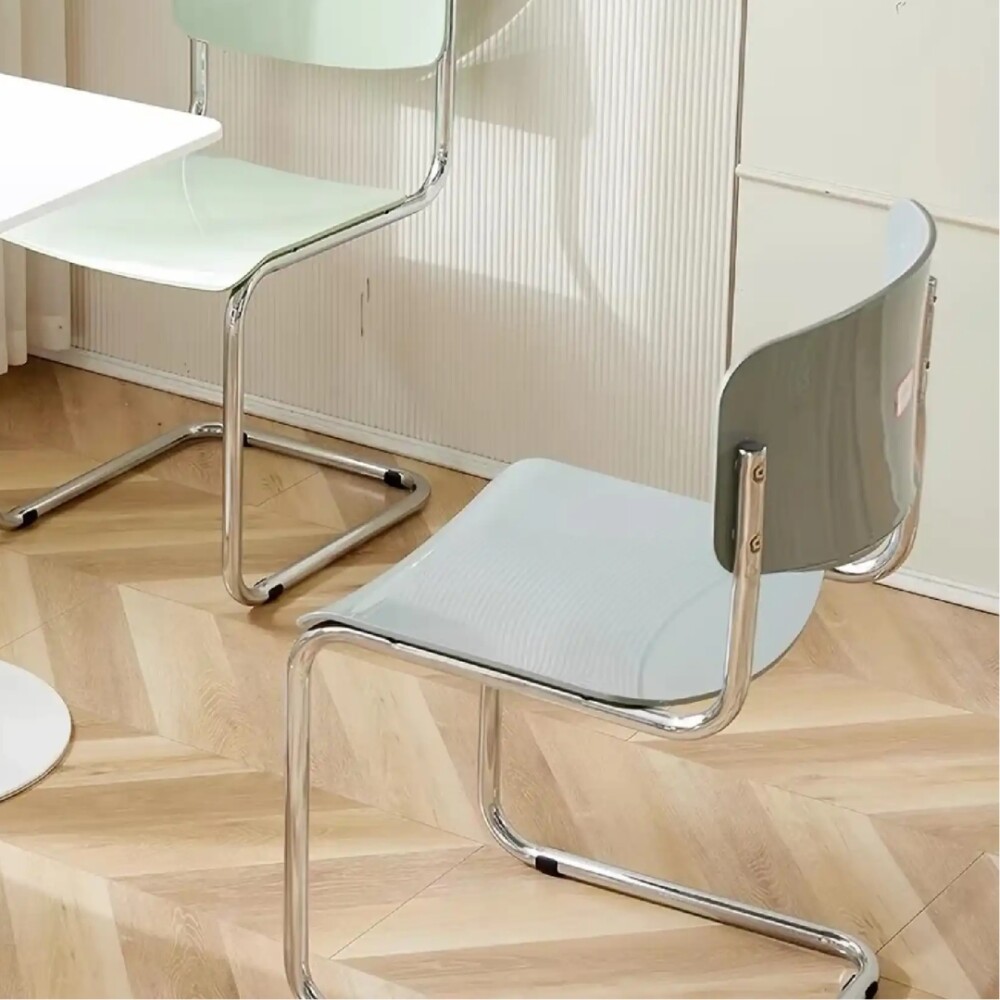 Silla de Comedor Metal Cromado y Madera - Moon Gris