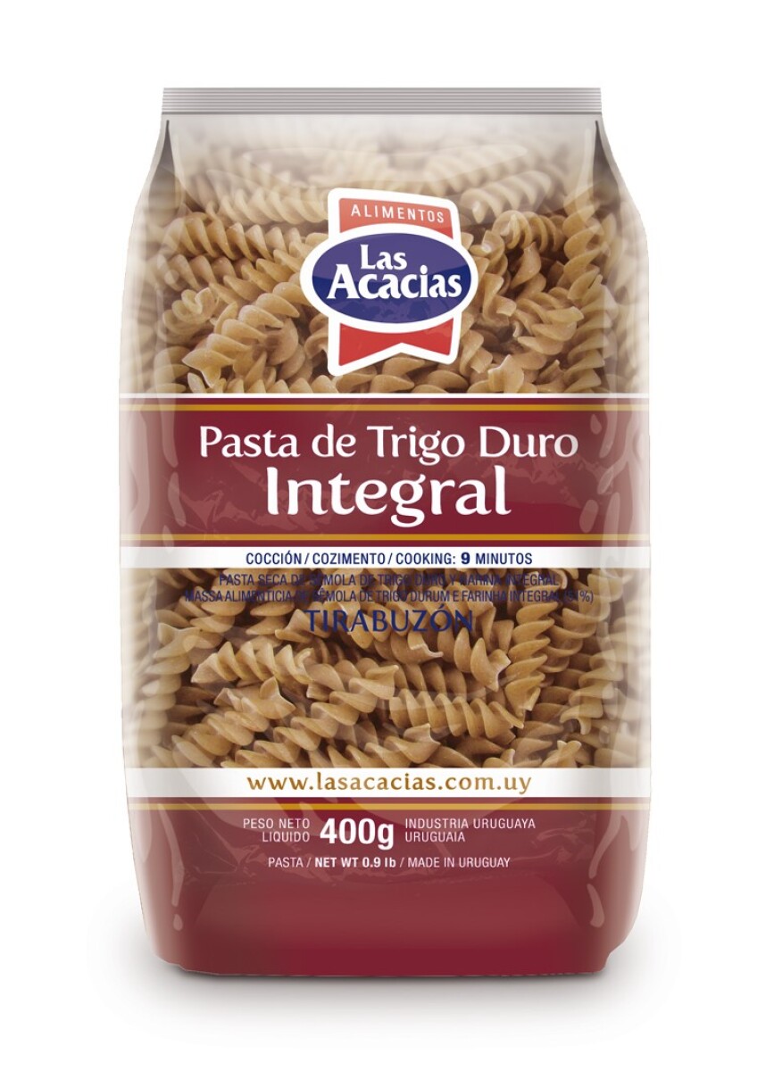 FIDEO LAS ACACIAS TRIGO DURO INTEG 400G TIRABUZON 