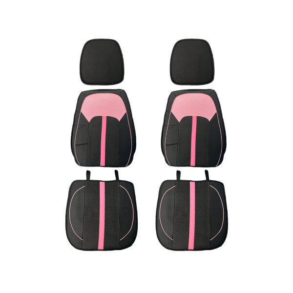 Cubreasientos Eco Cuero Negro Con Detalles Rosas 13 Piezas Cubreasientos Eco Cuero Negro Con Detalles Rosas 13 Piezas