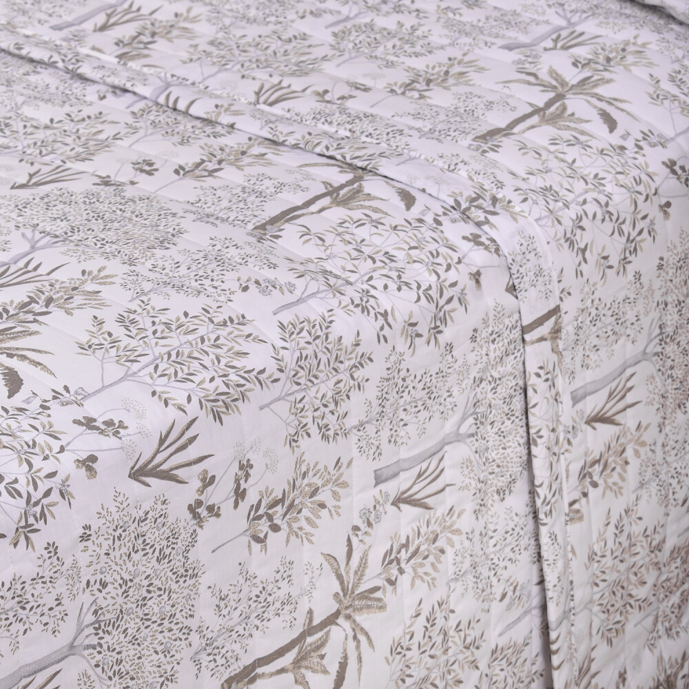 Cubrecama Ava 200 Hilos Arbolitos Beige 180x240