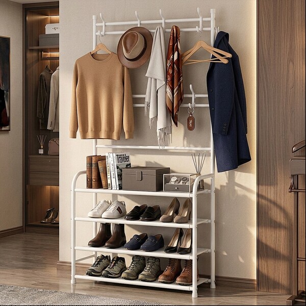 Perchero Ropa Rack Multifuncional Zapatero Organizador Percha Estantes Imback Color Blanco Perchero Ropa Rack Multifuncional Zapatero Organizador Percha Estantes Imback Color Blanco