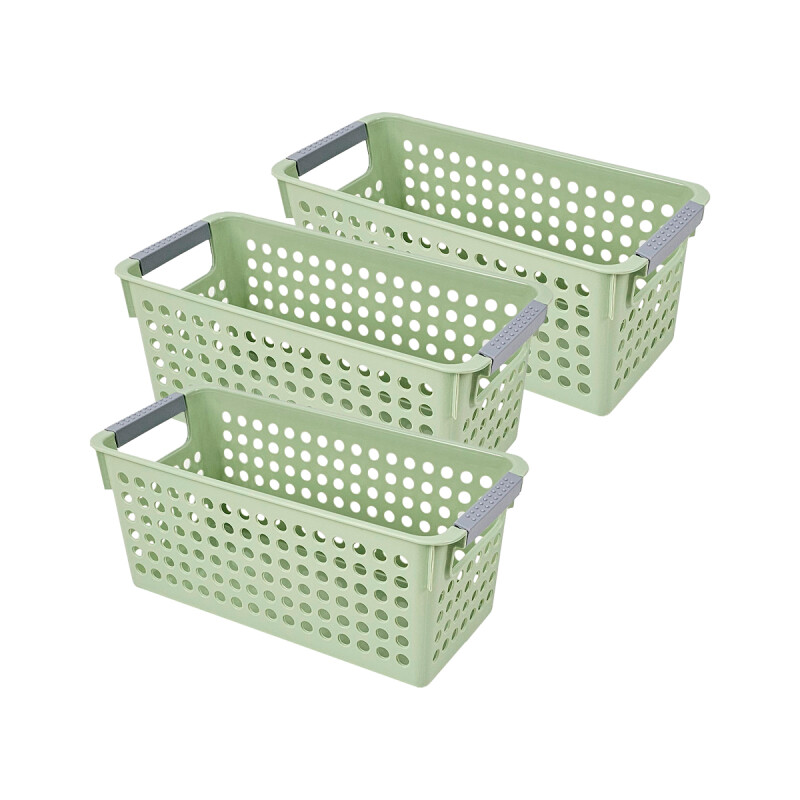 Set x3 Cesto Organizador calado con asas 29 x 13.5 x 12.5 cm VERDE