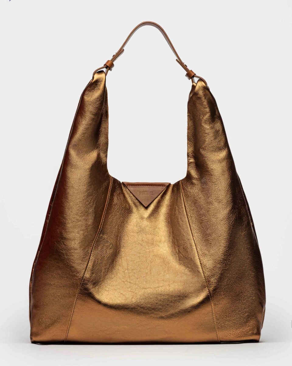 Bolso The Shopping En Cuero Graneado Metalizado - Metalizado 