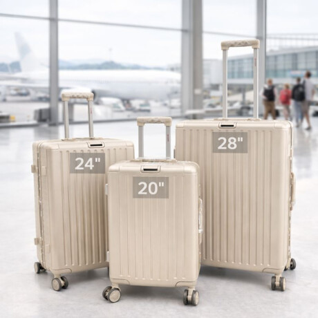 Set de Valijas Rígidas x3 con Ruedas 360° – Equipaje de Viaje Beige