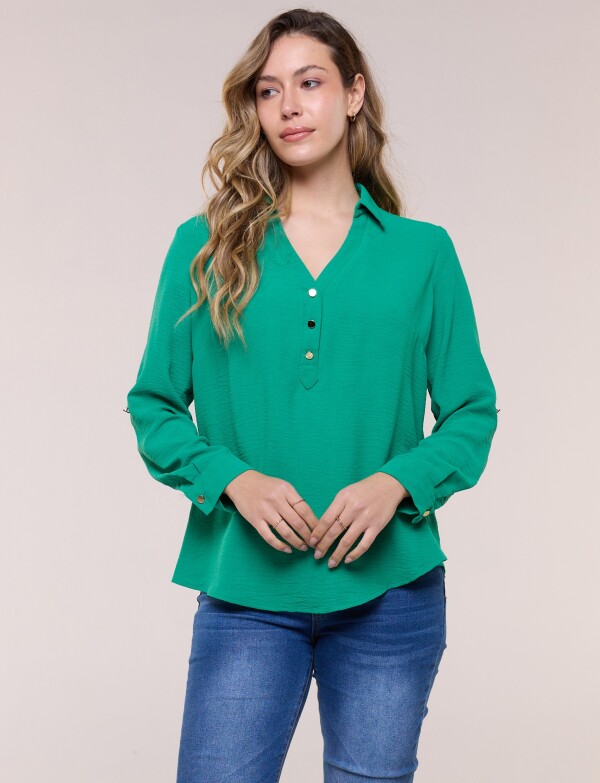 Blusa Holgada Triple Botón VERDE