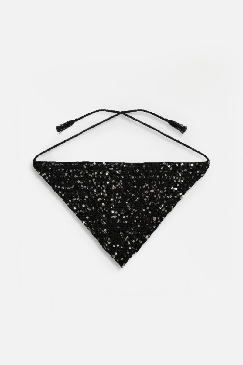 Bandana tejida lentejuelas negro