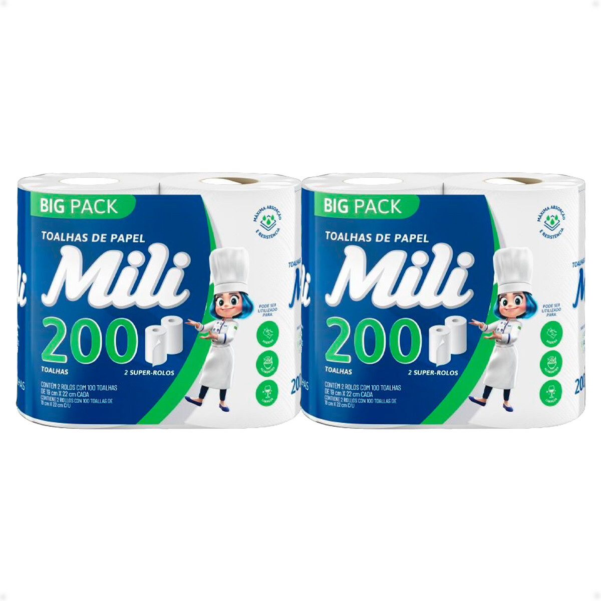 Papel Toalla Cocina Premium Mili 2 Rollos 100 Hojas - X2 