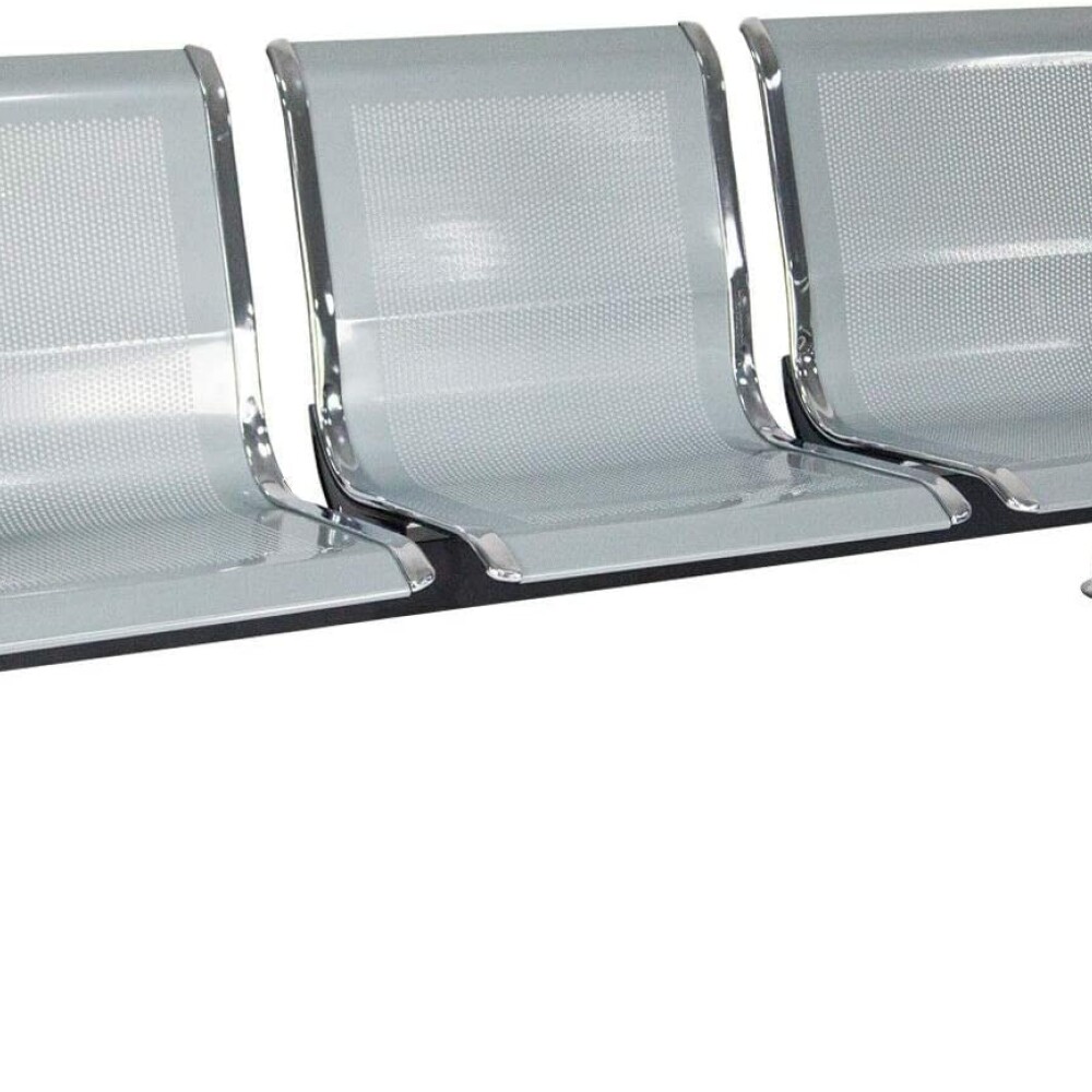 Tandem De 3 Asientos De Metal Para Sala De Espera Plateado