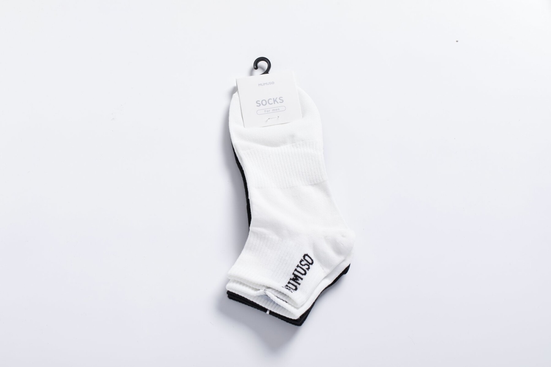 MEDIAS DE CORTE BAJO LETRA PARA HOMBRE (2 PARES / BLANCO Y NEGRO) 