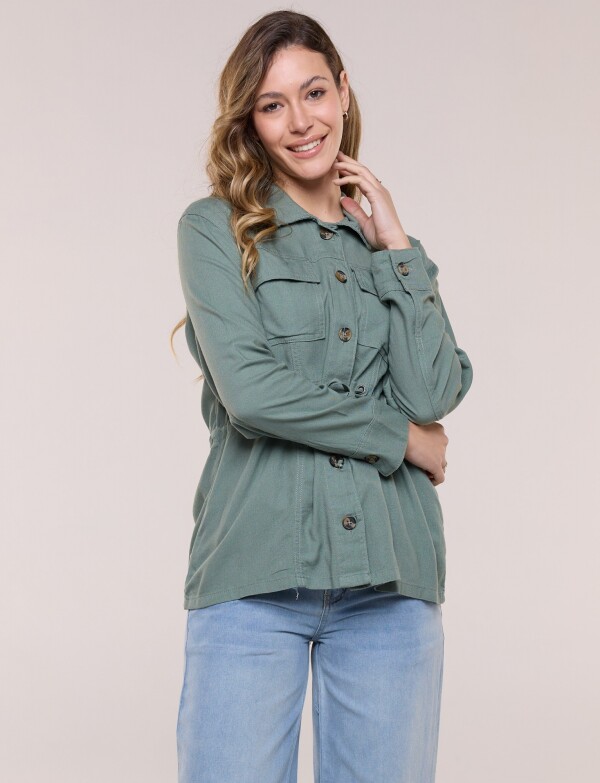 Sobrecamisa Utilitaria Con Cordón Ajustable OLIVA