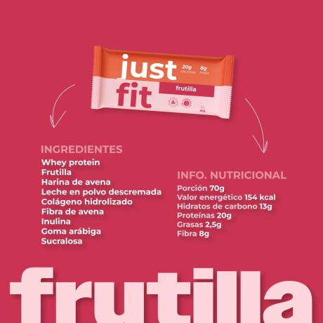 Barritas Premium 20g Proteína + Colágeno JustFit Frutilla