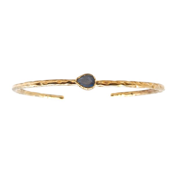 Brazalete Delhi-Plata 925 rodinada con micra de oro 18k-Piedra Labradorita-BR2007 conpiedra