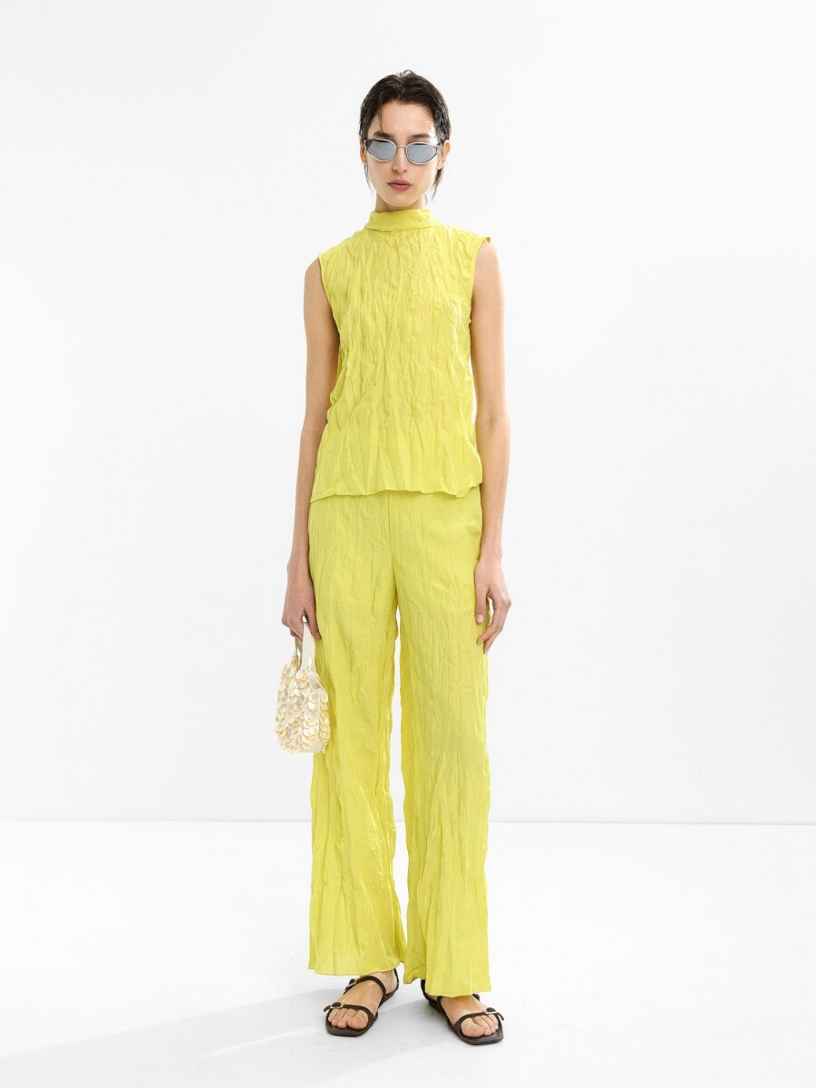 Pantalón Efecto Arrugado amarillo