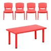 Pack mesa infantil Lumax rectangular + 4 sillas Rojo