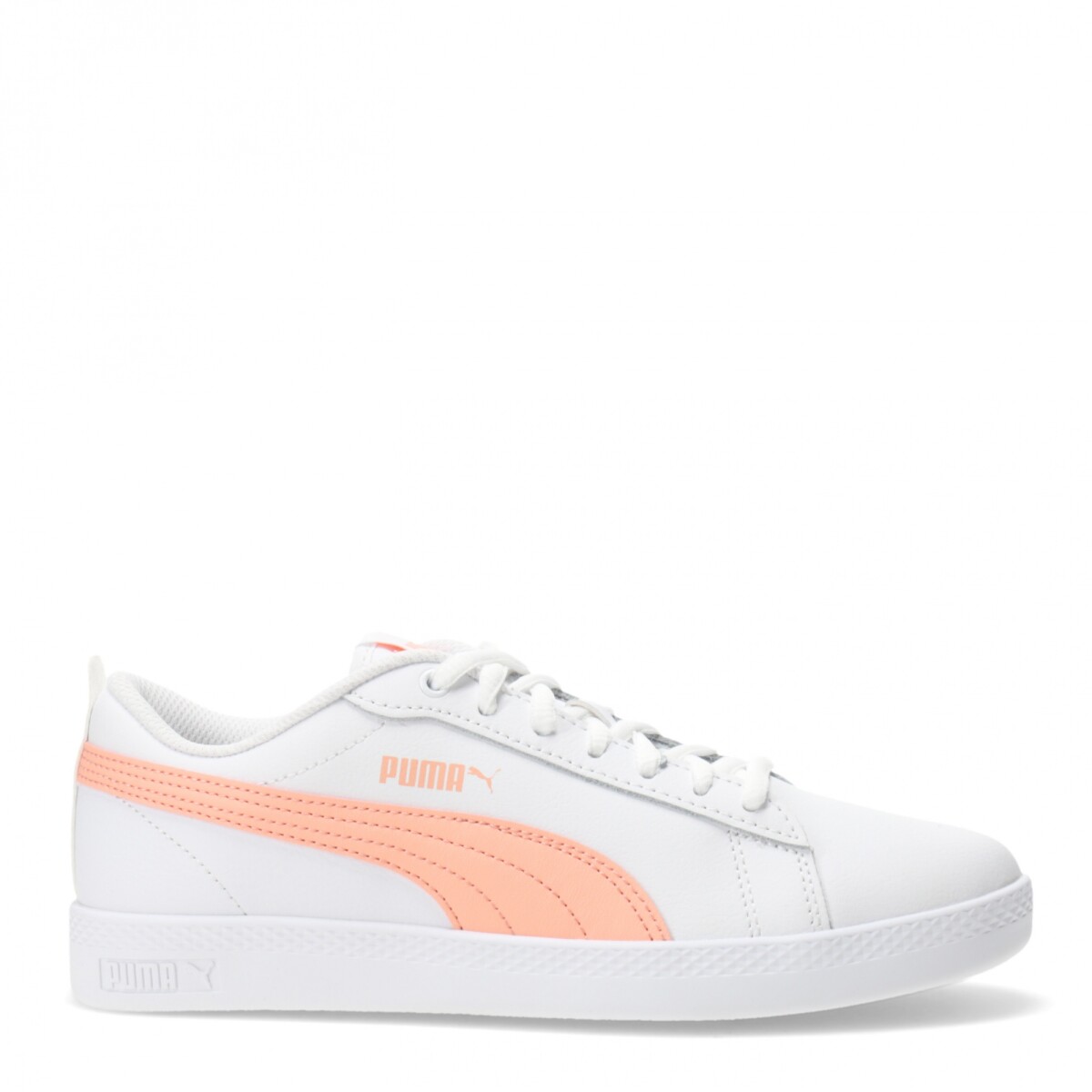 Championes de Mujer Puma Smash V2 Leather Puma - Blanco - Anaranjado Melón 