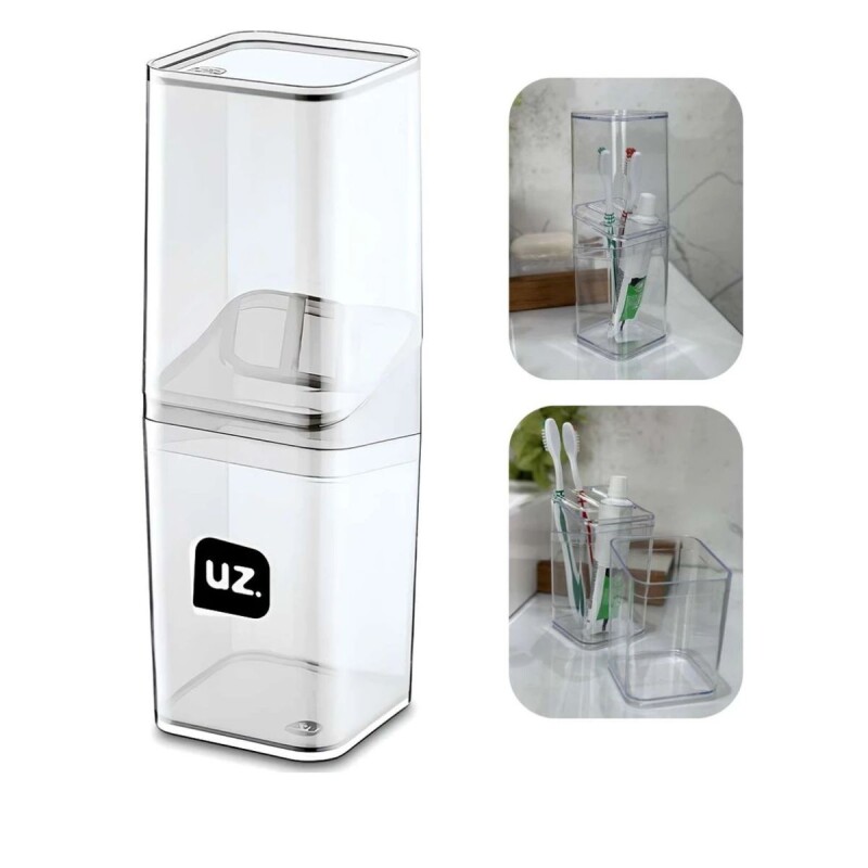 Porta Cepillo Con Tapa TRANSPARENTE