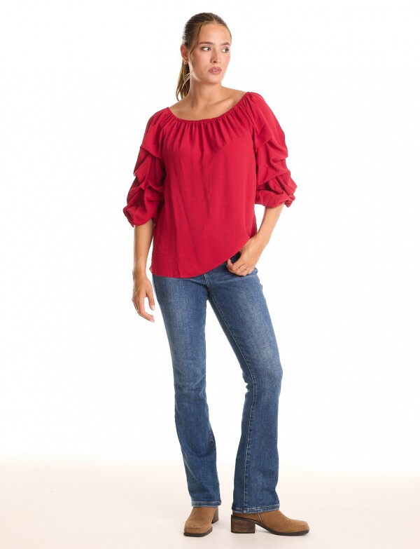Blusa Manga Volados ROJO
