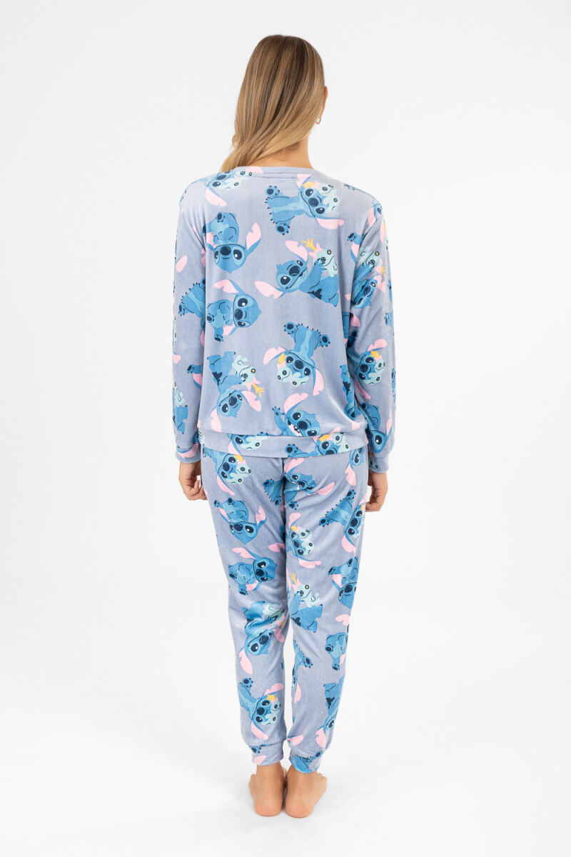 Pijama stitch velour Celeste