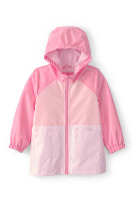 Campera impermeable, rosada, diseño bloques de color Sin color