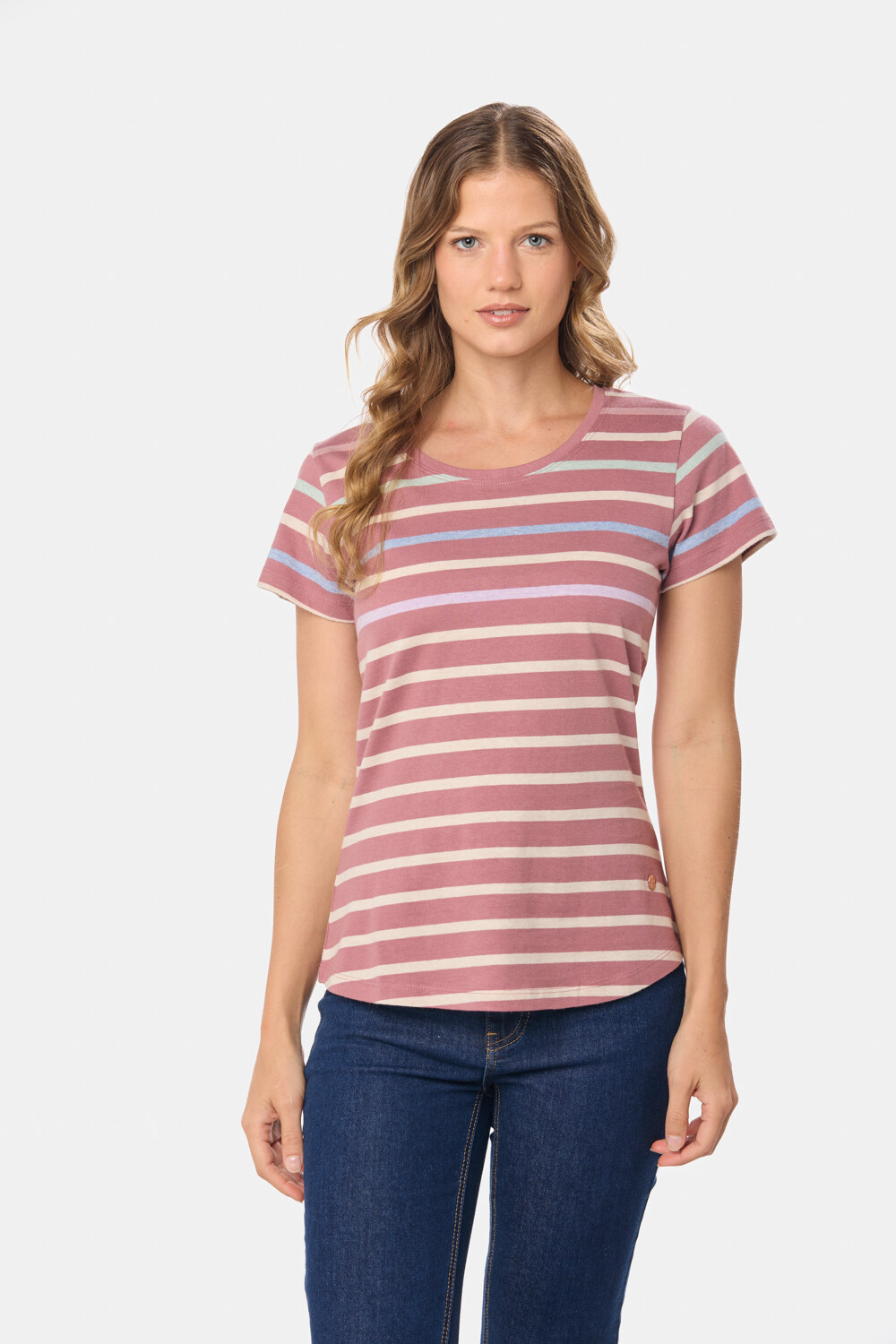 REMERA RAYADA Rosado