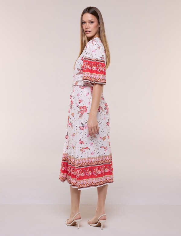 Vestido Maxi Estilo Boho Floral MULTI/ROJO