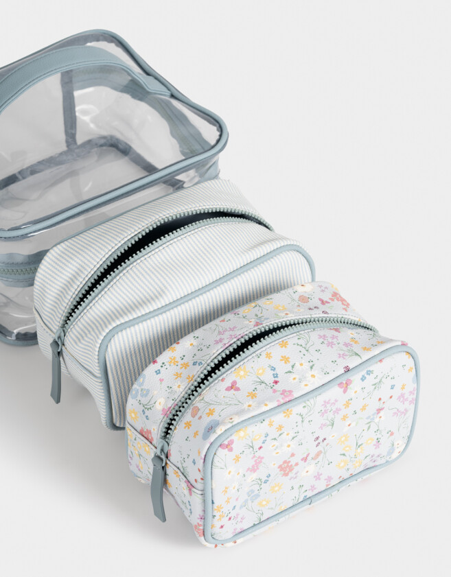 Porta Cosméticos Estampados Set De Cartucheras Estampadas - Azul Celeste