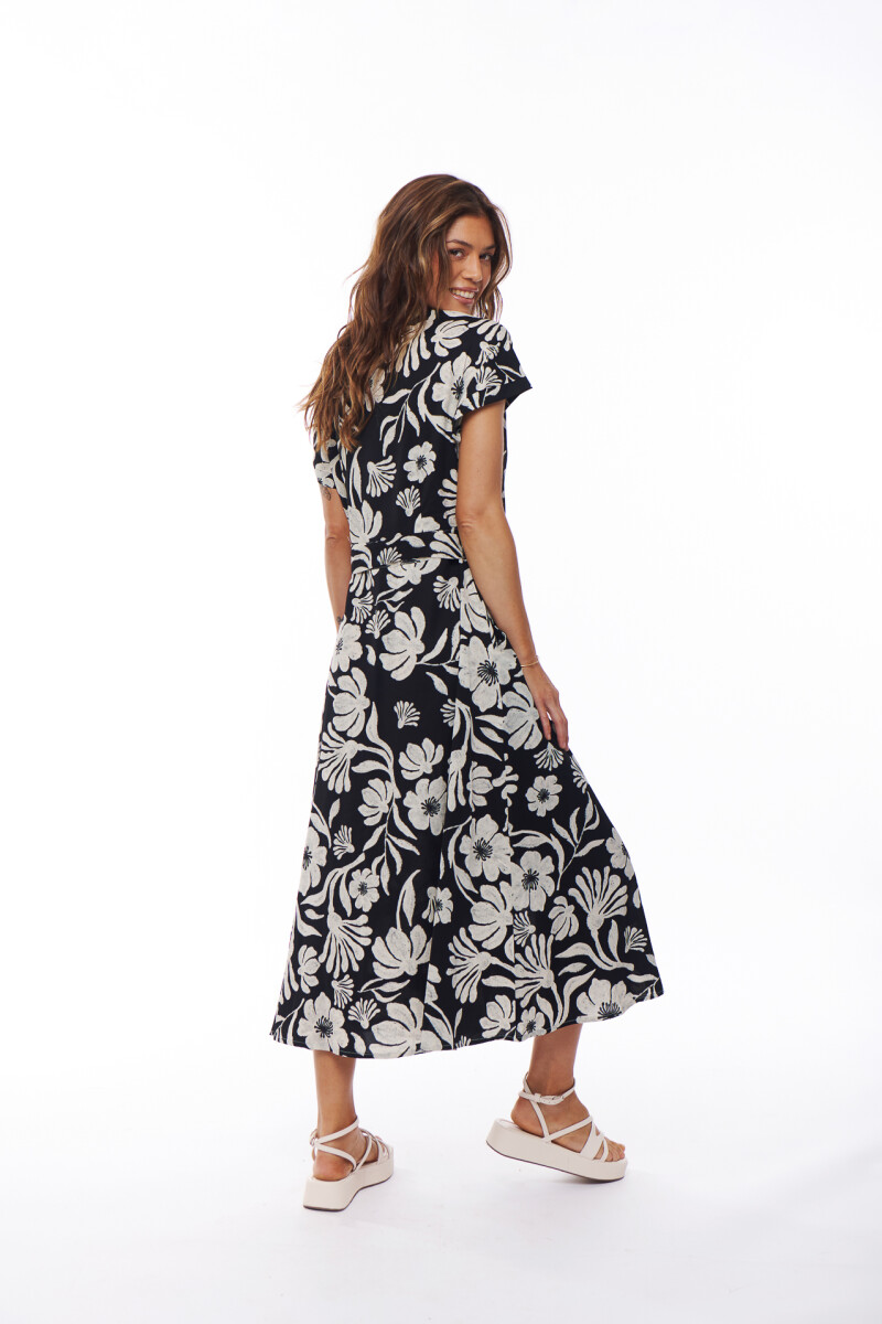 VESTIDO LILIA ESTAMPADO NEGRO Y BLANCO