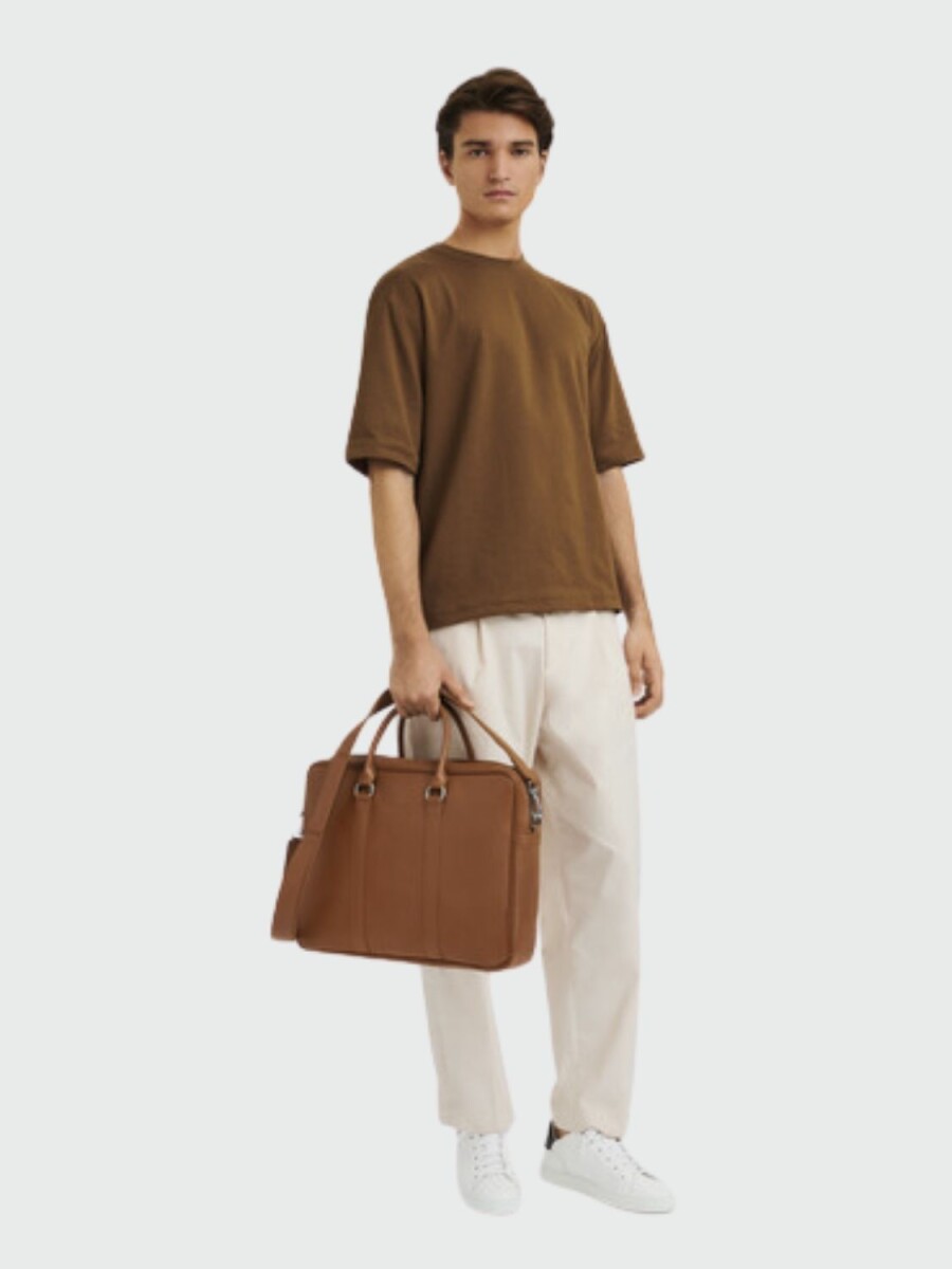 Longchamp- Maletín de Cuero, Le Foulonné - Camel 