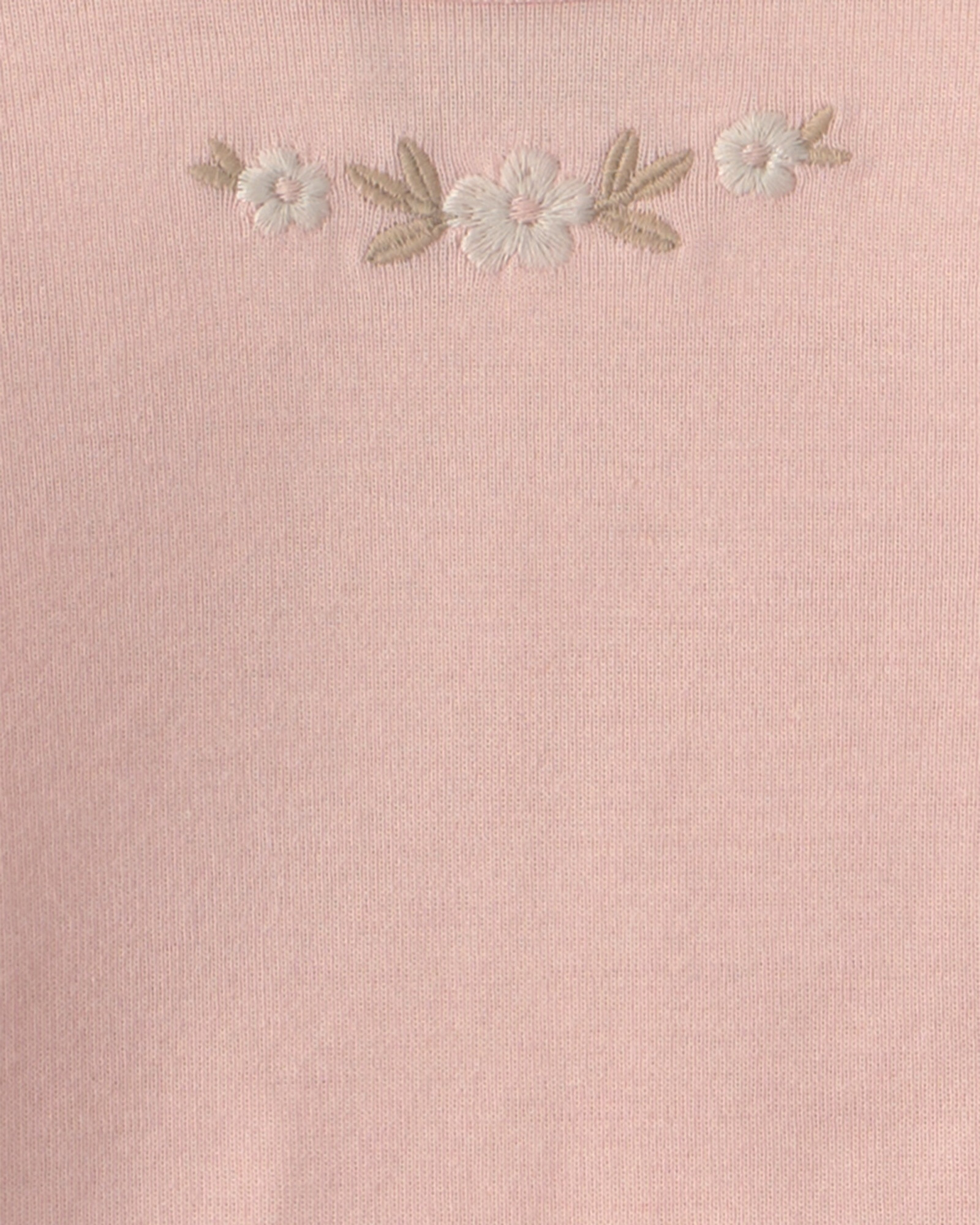 Set tres piezas de algodón, pantalón y bodies, rosado y crema, diseño floral Sin color