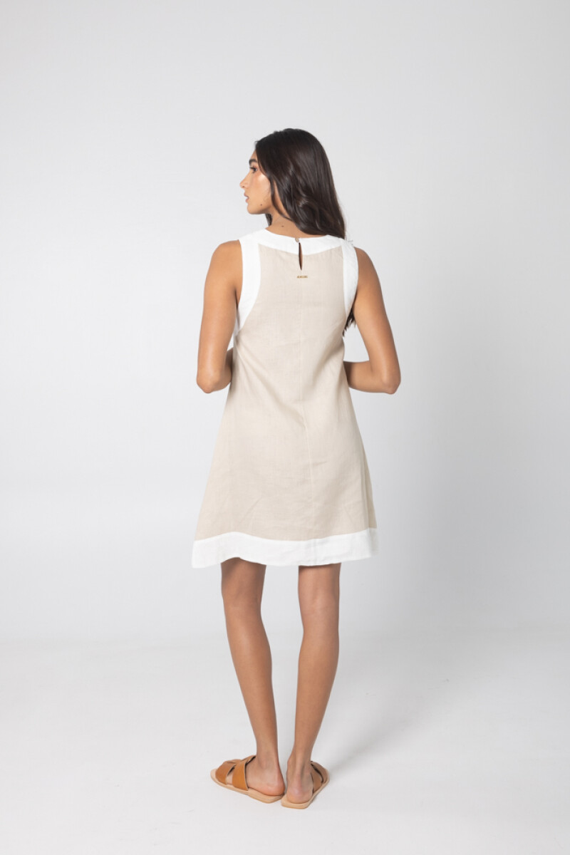 Vestido Acai Beige y Blanco