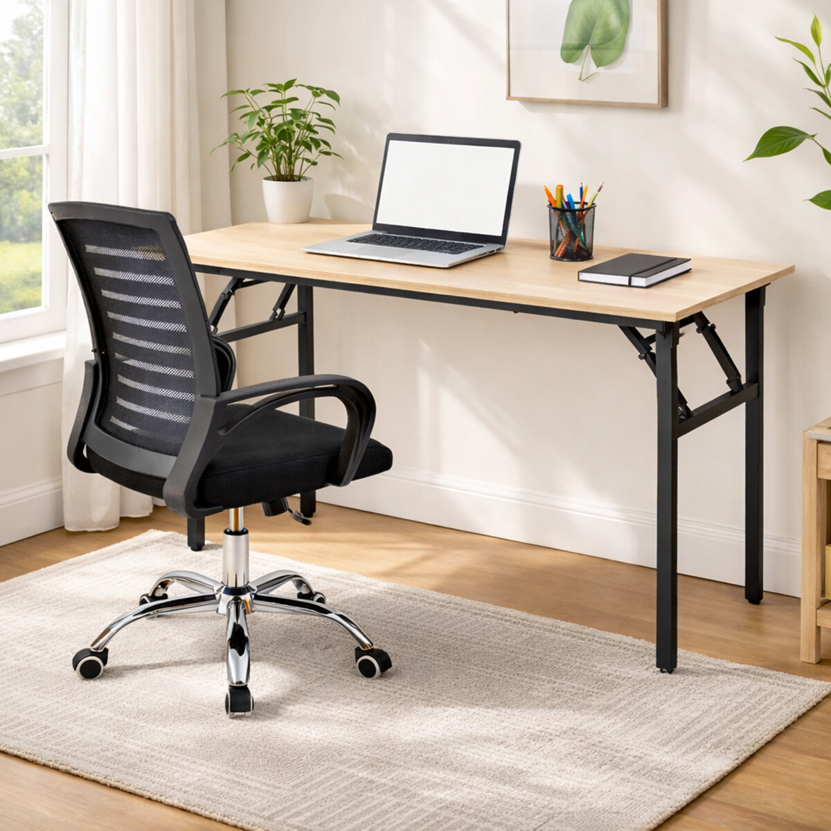 Escritorio Plegable Con Silla Incluida - Marrón claro 