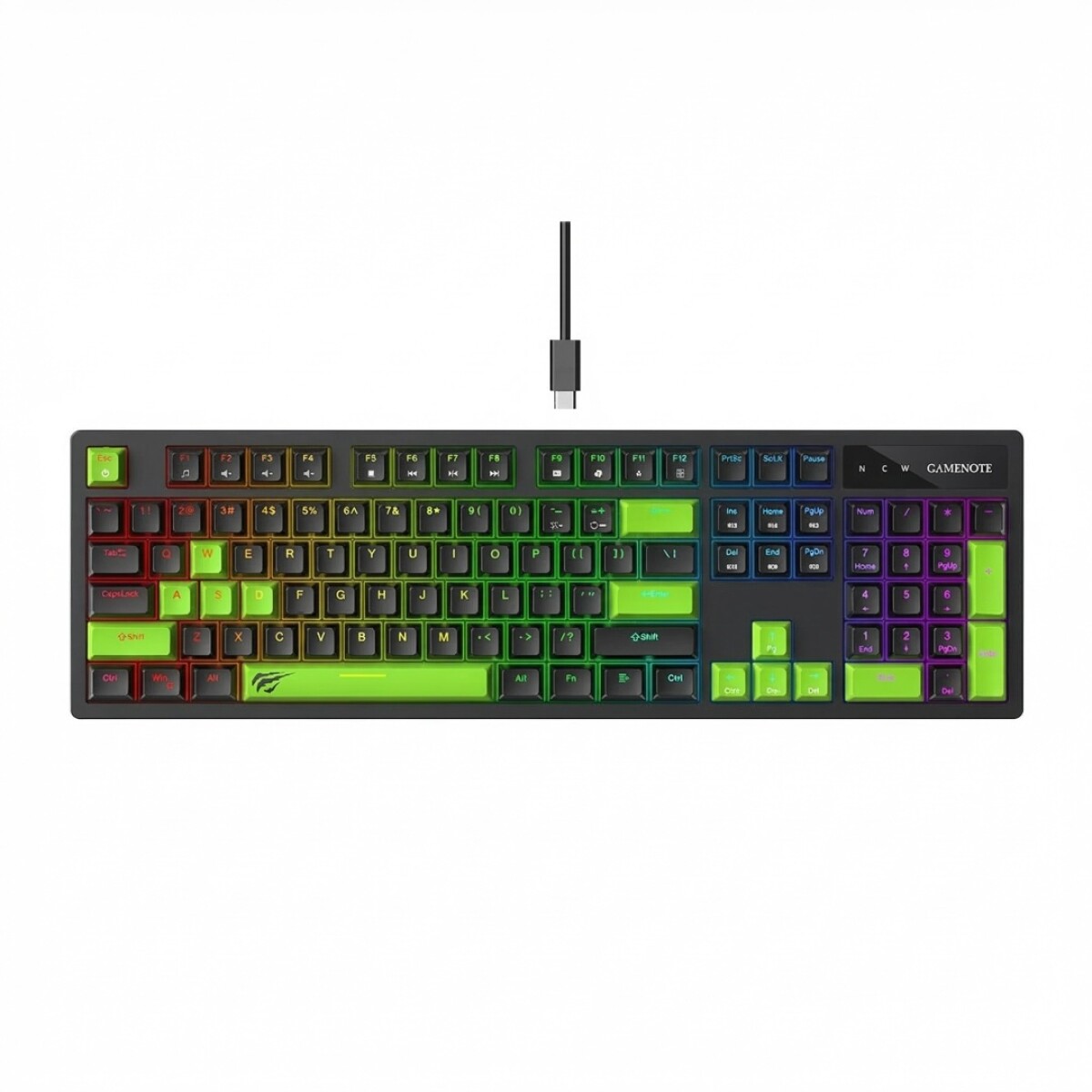 Teclado Havit Gaming series KB893L Mecanico negro y verde RGB USB 