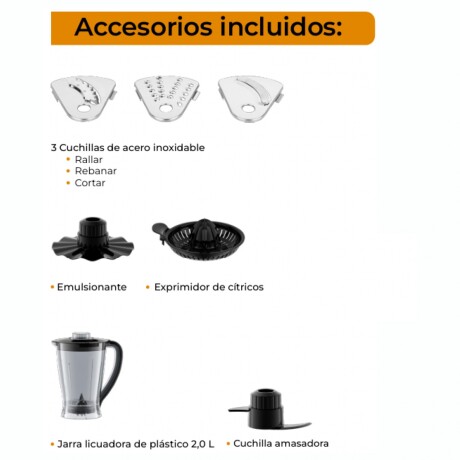 Multiprocesadora 12 En 1 HOGARON HGFP25 1500W Capacidad 2,5L 2 Velocidades + Pulse Con Licuadora, Exprimidor y Accesorios Multiprocesadora 12 En 1 HOGARON HGFP25 1500W Capacidad 2,5L 2 Velocidades + Pulse Con Licuadora, Exprimidor y Accesorios