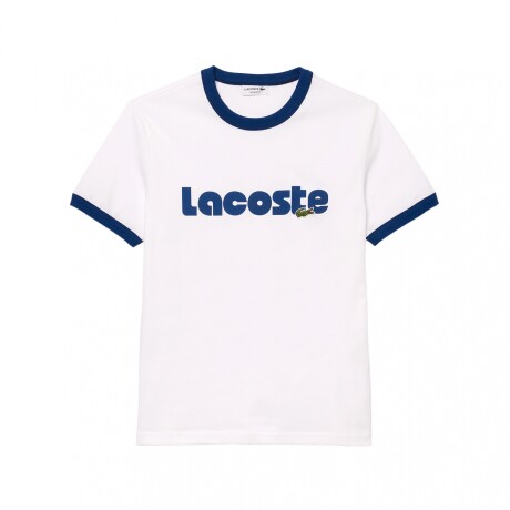 REMERA CON ESTAMPA DE LACOSTE EN CONTRASTE WHITE/BLUE