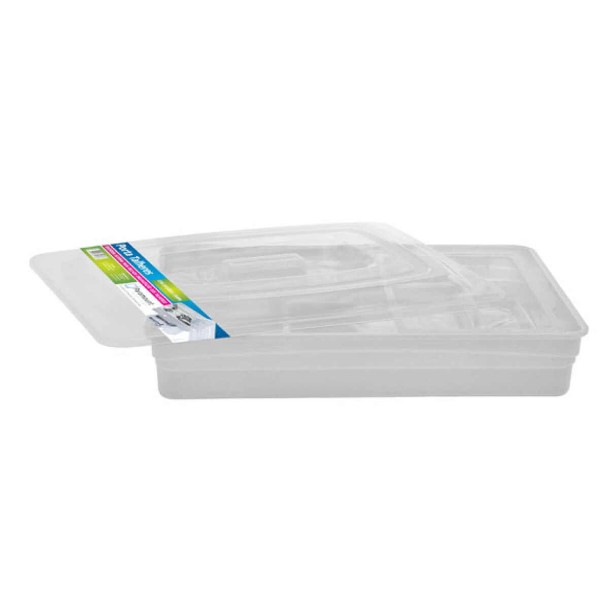 Porta Cubiertos Cubiertero Plástico con Tapa y 5 Divisiones - Blanco 