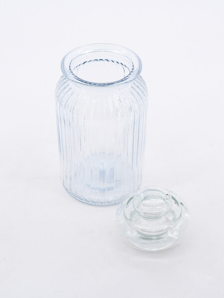 FRASCO DE VIDRIO CON TAPA TRANSPARENTE