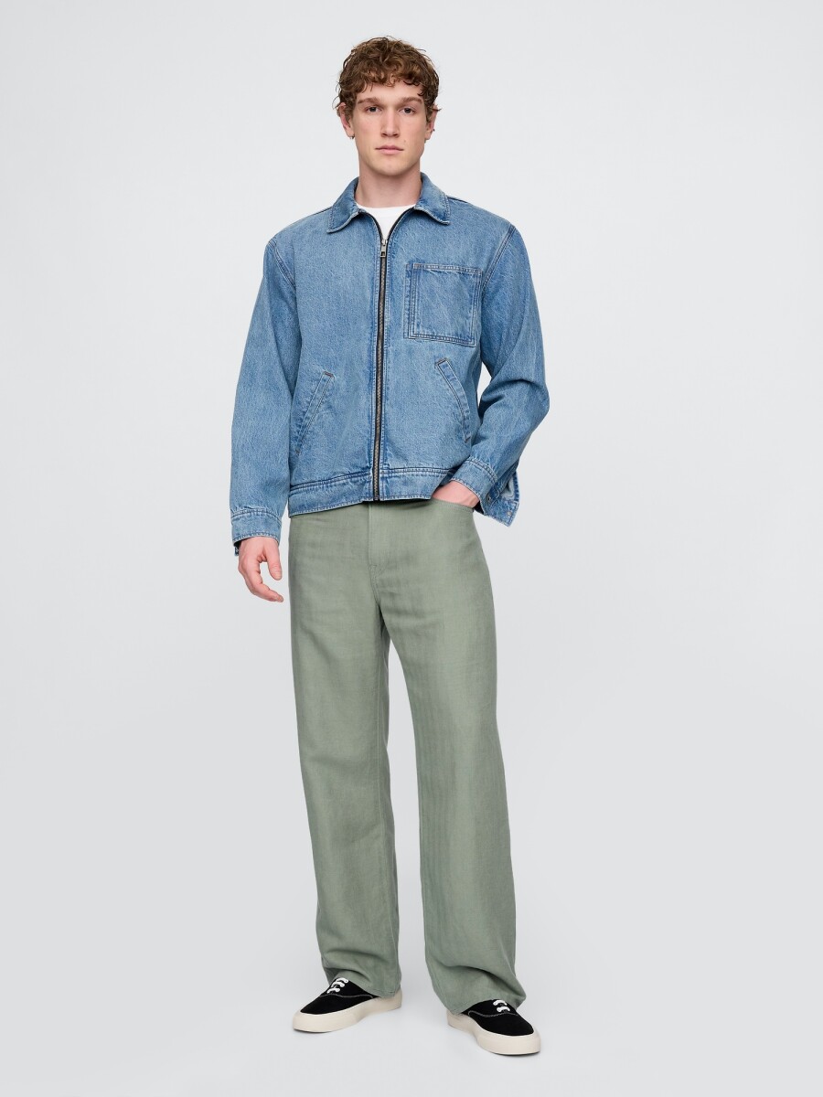 Pantalón De Lino Hombre - Gasoline Green 