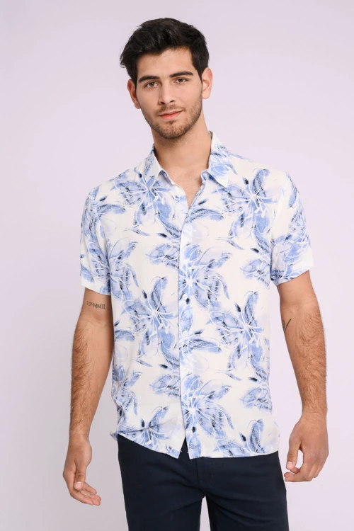 Camisa estampada Flores azul