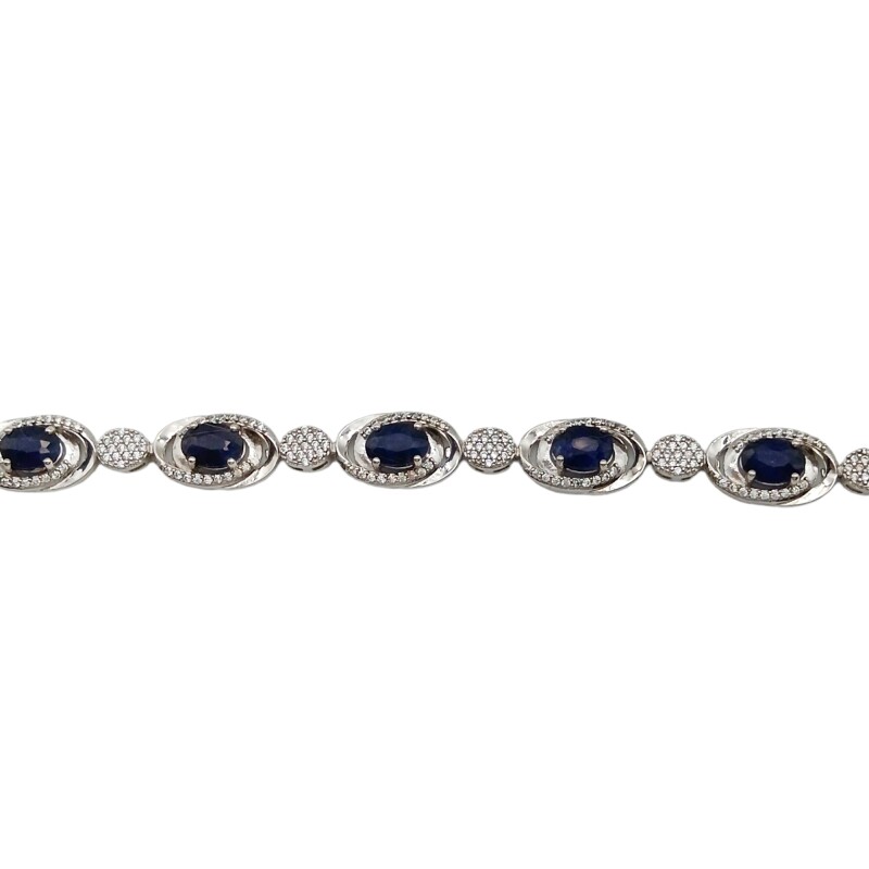 Pulsera oval-Plata 925-Piedra zirconia y zafiro-PU3022 conpiedra
