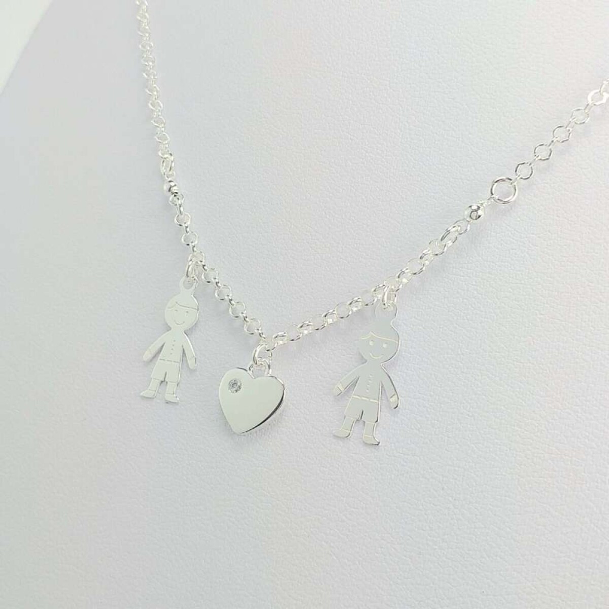 Gargantilla de Plata 925 modelo rolito con dijes Linea Kids - Dos Varones 