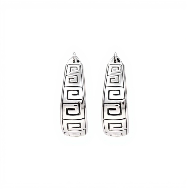 Caravanas Aro Oval Guarda Griega - Plata 925 - CA4244 sinpiedra