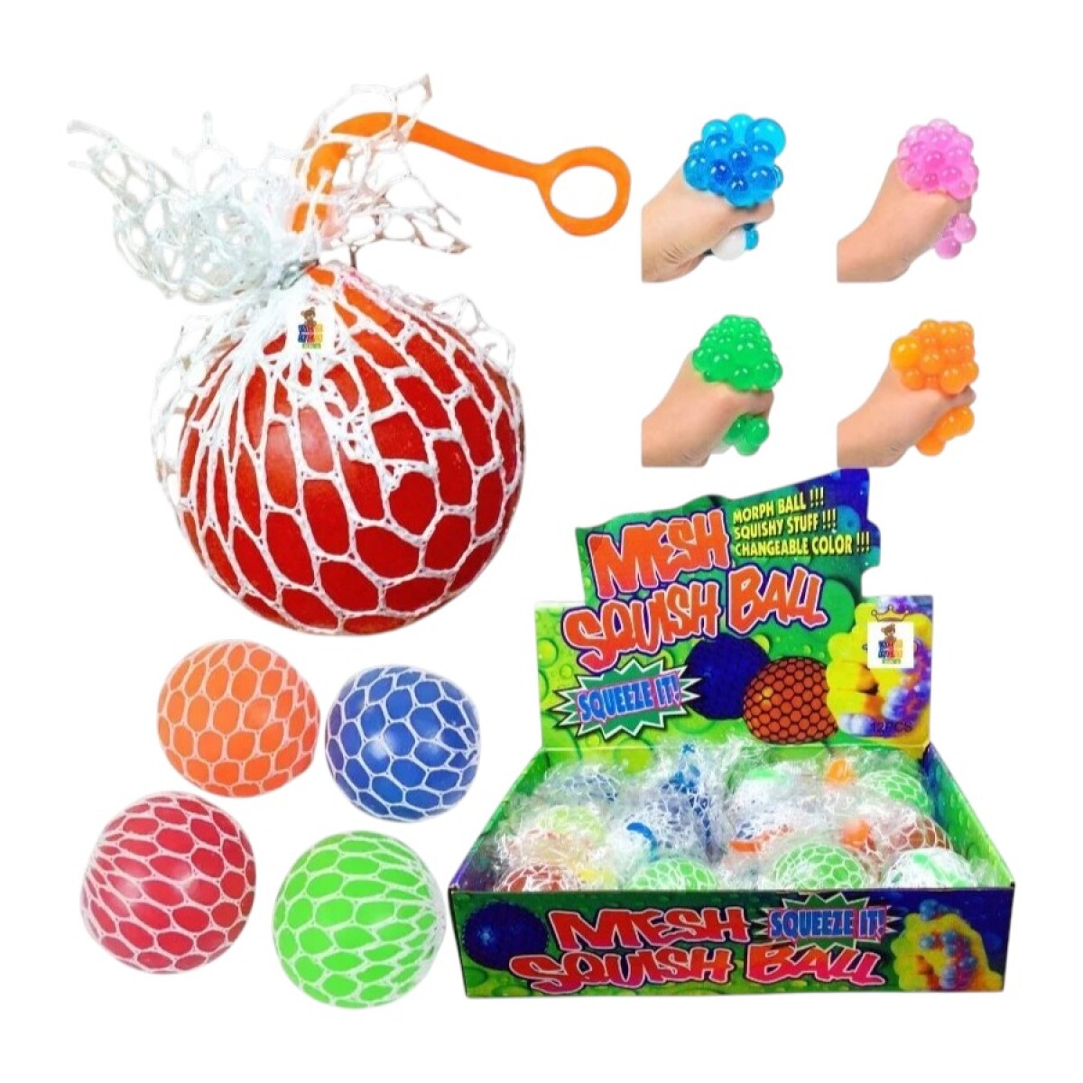 Pelota Squishy con Malla 4 Orbit Antiestres Sensorial 