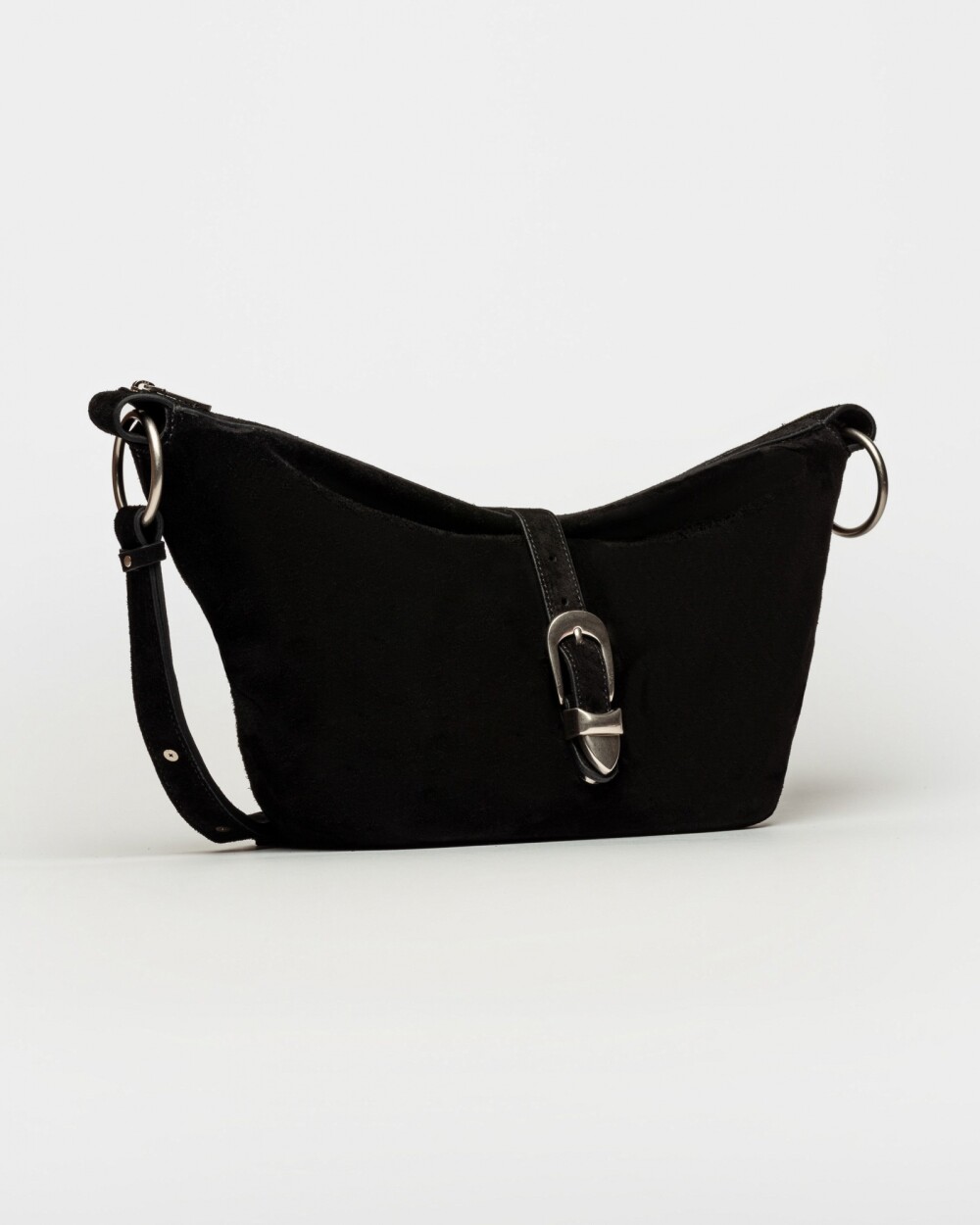 Bolso Bambu en cuero gamuza Negro