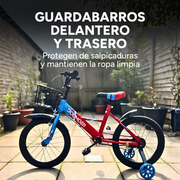 Bicicleta Infantil Doumoer R16 Canasto Parrilla Guardabarros Rojo 1