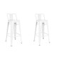 Taburete Tolix Pack 2 unidades En Metal Con Respaldo Blanco